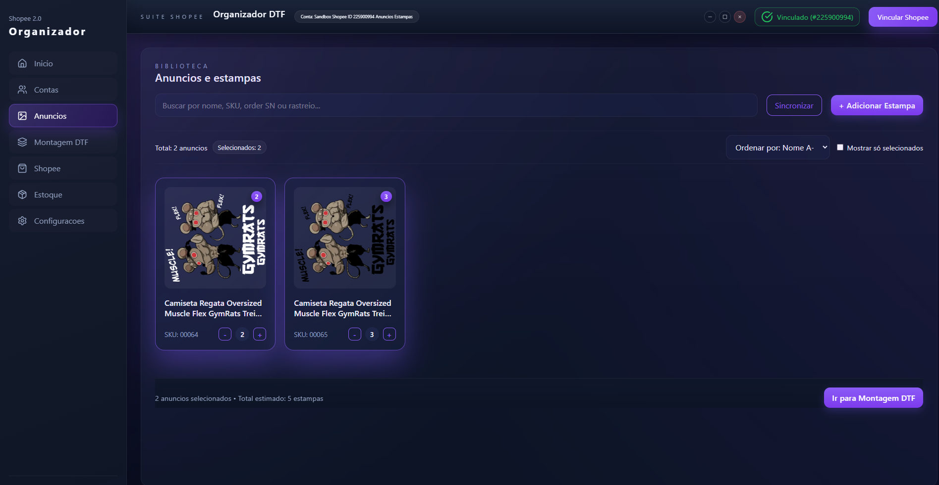 Tela de biblioteca de estampas