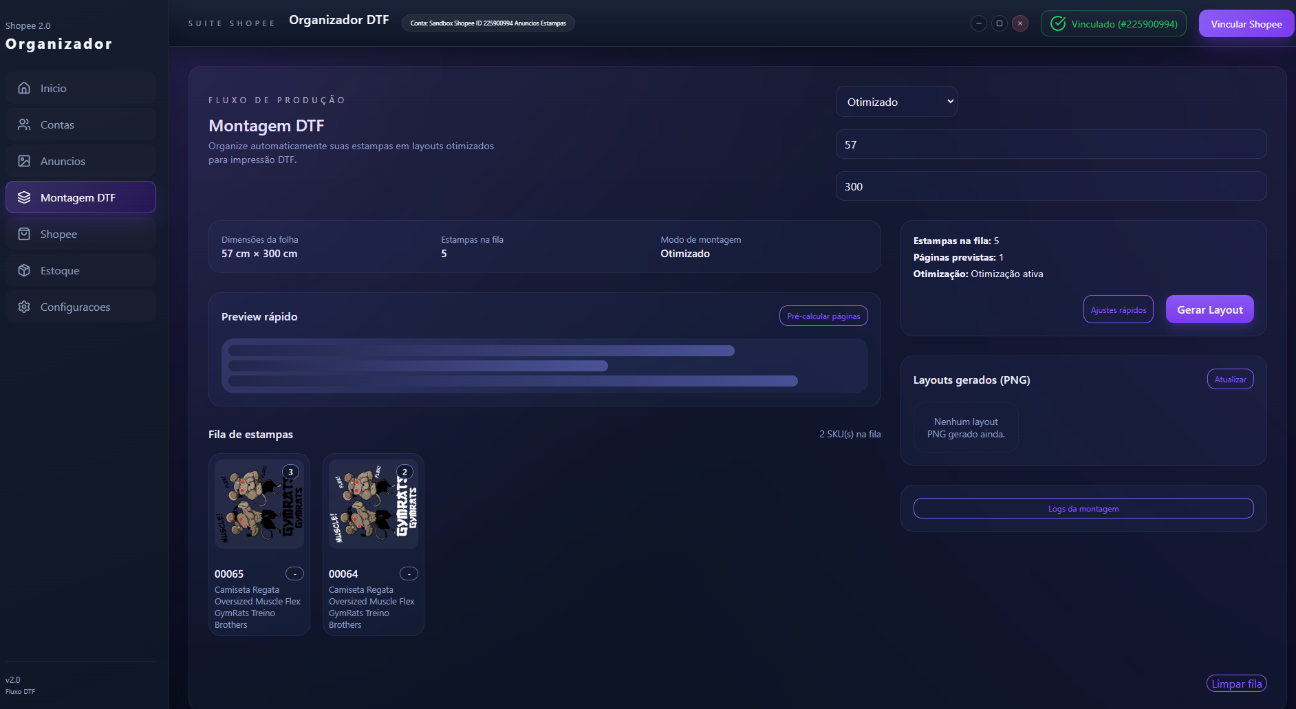 Tela de montagem DTF